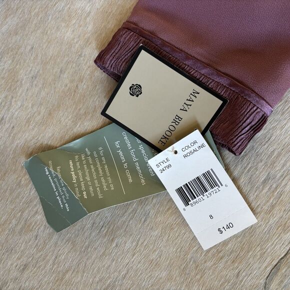 Maya Brooke Chiffon Sheer Pant Duster Set Women 8 Mauve Wedding Party Evening - Picture 16 of 16